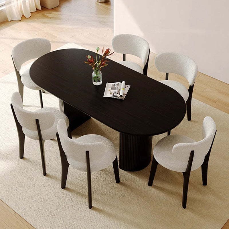 Round Velvet Wooden Dining Chair