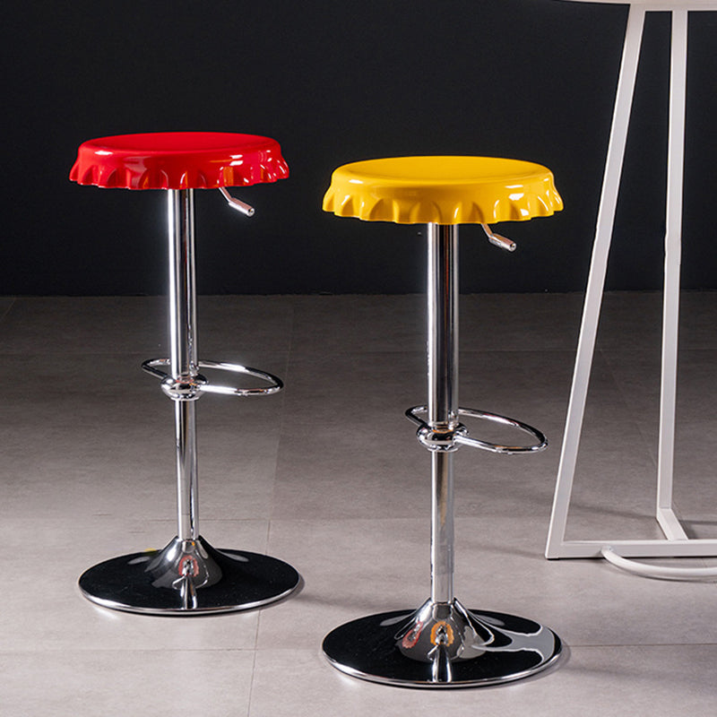 Contemporary Beer Bottle Cap Plastic Swivel Bar Stool — With Caster / Black