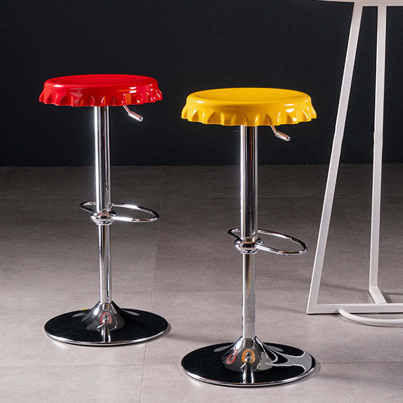 Contemporary Beer Bottle Cap Plastic Swivel Bar Stool — With Caster / Black