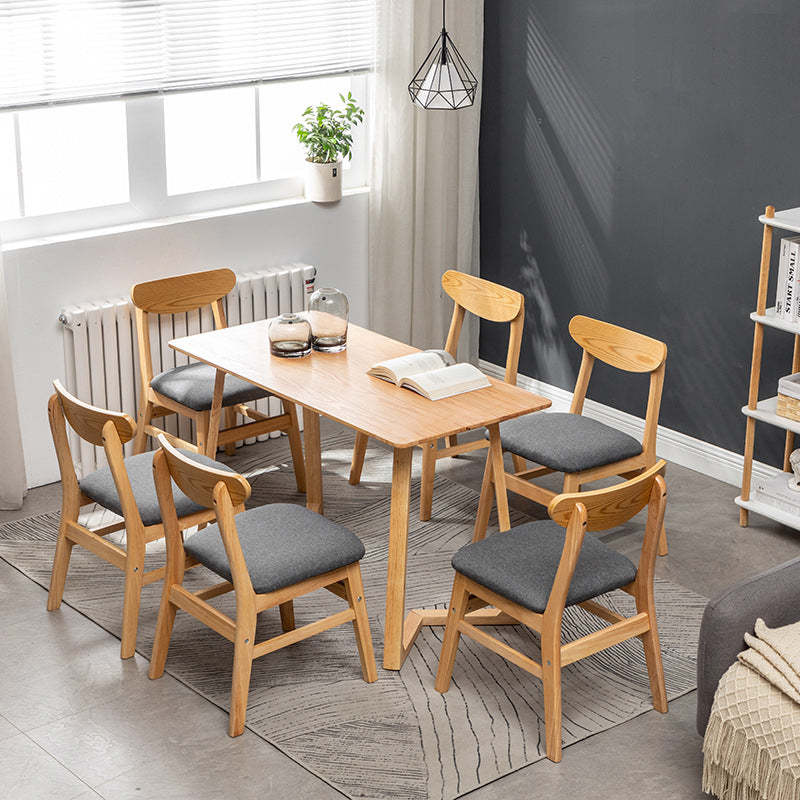 Retro Linen Upholstered Wood Dining Chair