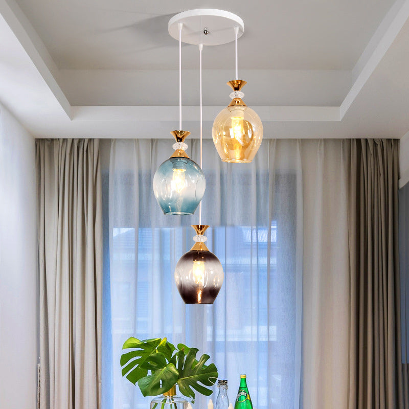 Nordic Gradient Glass Orb 1/3 Light Chandelier