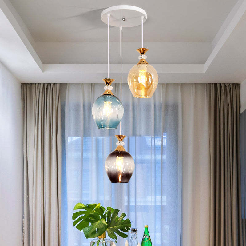 Nordic Gradient Glass Orb 1/3 Light Chandelier