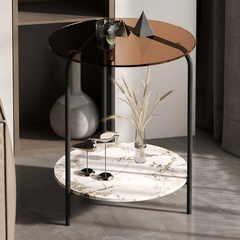 Gray minimalist round end & side tables — Stained Glass
