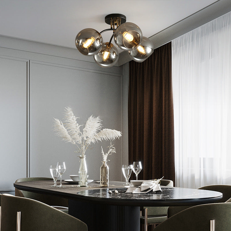 Modern Glass Magic Bean Round Semi-Flush Ceiling Light