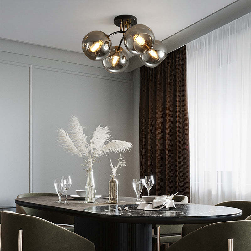 Modern Glass Magic Bean Round Semi-Flush Ceiling Light