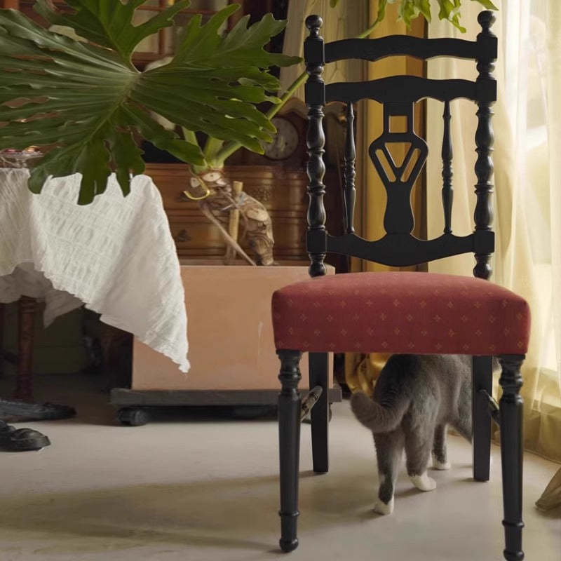 French Wood Fabric Dining Chair