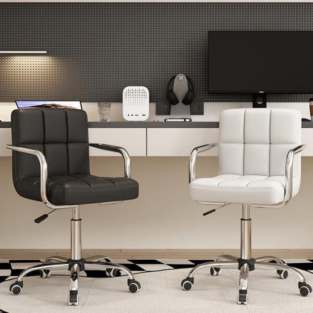 Modern Leather Steel Lattice Swivel Desk Chair