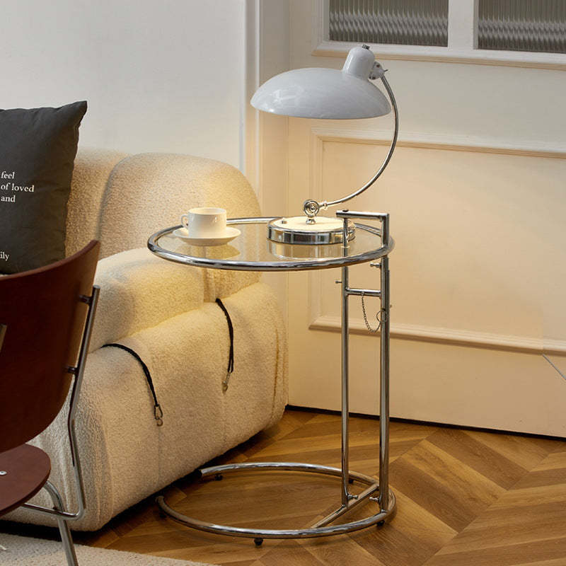 Minimalist Round Glass Steel Coffee Table