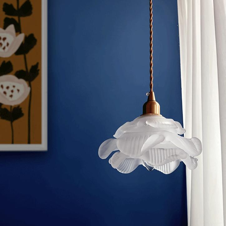 White glass petal pendant lighting - retro — Warm White (3000K) / 110V-120V (US/CA)