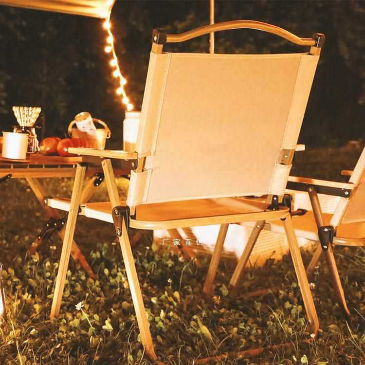 Rustic Suede Cotton Steel Foldable Chair — Black / Black with khaki cushion