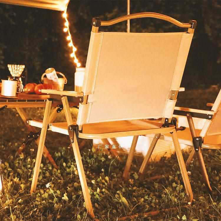 Rustic Suede Cotton Steel Foldable Chair — Black / Black with khaki cushion
