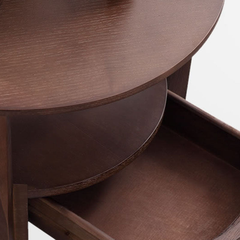 Minimalist Round Wood Double Coffee Table