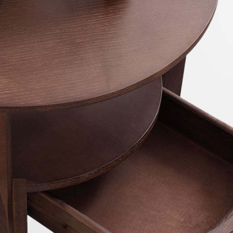 Minimalist Round Wood Double Coffee Table
