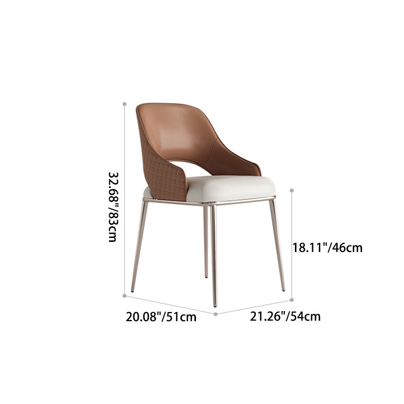 Contemporary Microfiber Leather Steel Dining Chair — Beige Seat + Gold Legs