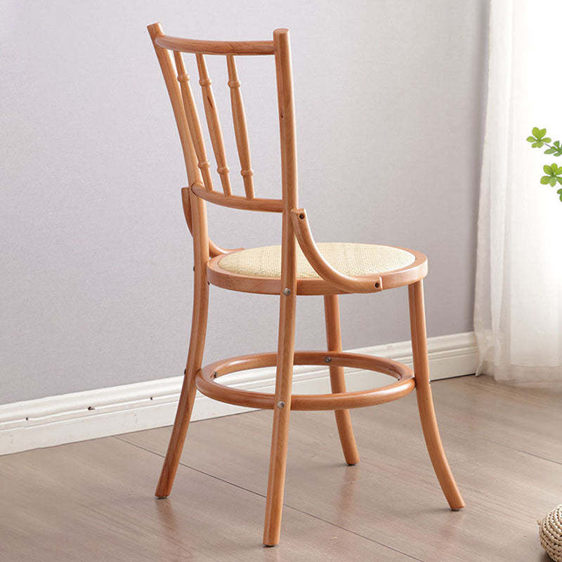 Vintage Cylinder Wood Rattan Dining Chair