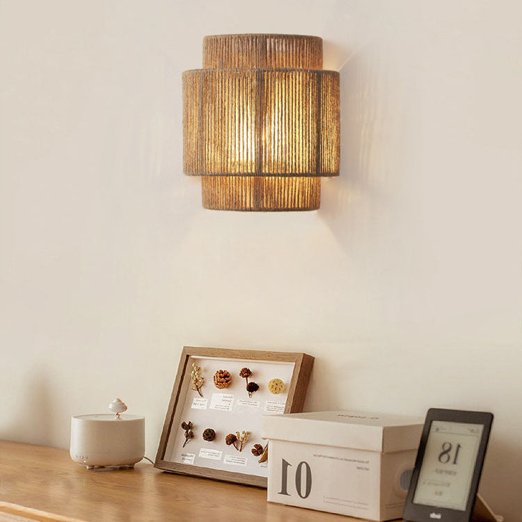 Traditional woven curved white wall sconces — 220V-240V (UK/AU