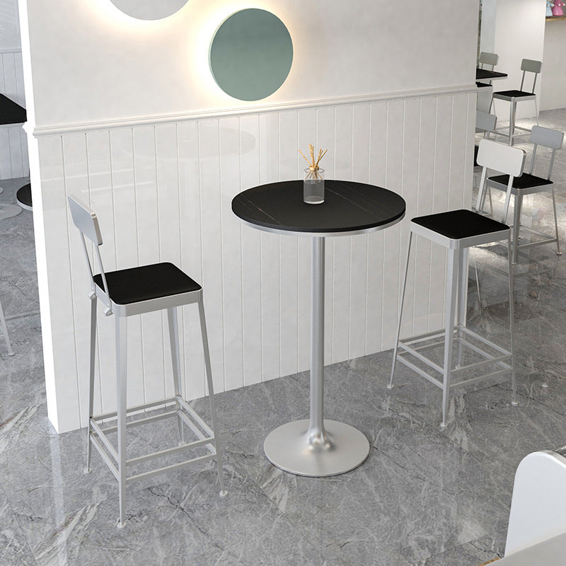 Minimalist Leather Iron Bar Stool — Tall - Gold Frame