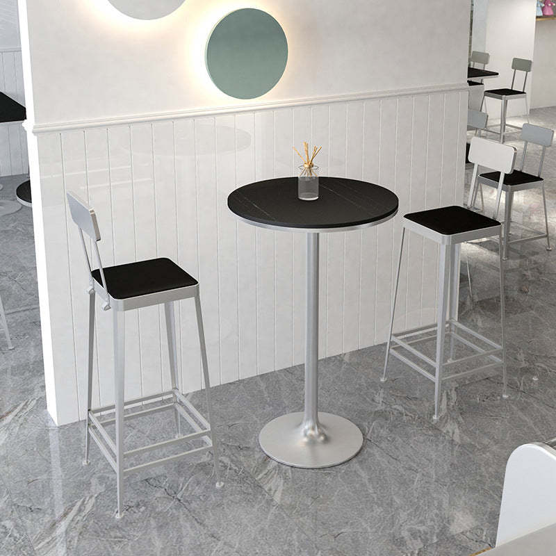 Minimalist Leather Iron Bar Stool — Tall - Gold Frame