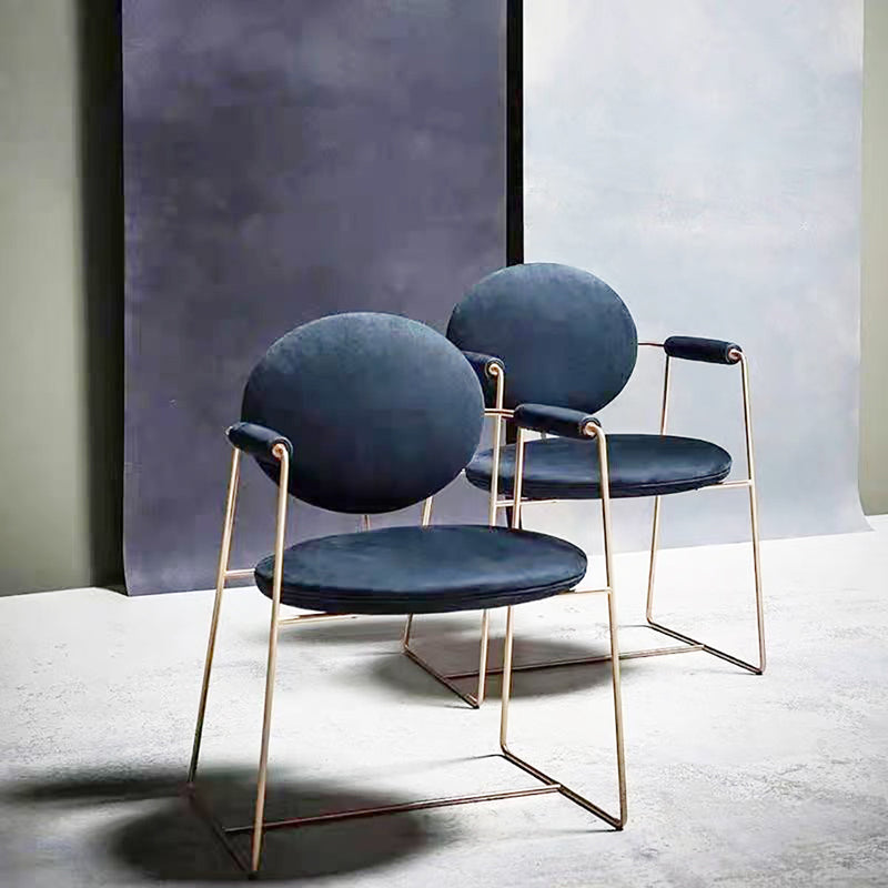 Scandinavian Microfiber Leather Round Dining Chair