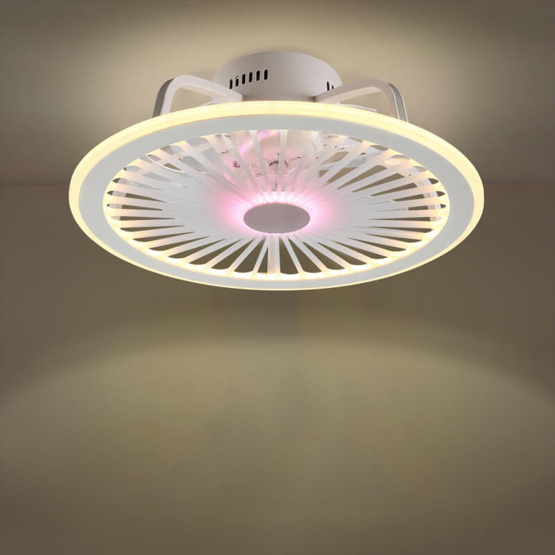 Simple Round Slim LED Flush Mount Ceiling Fan Light