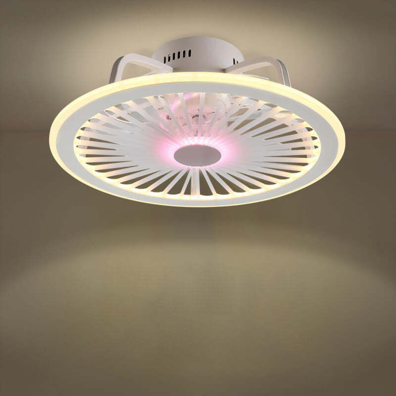 Simple Round Slim LED Flush Mount Ceiling Fan Light