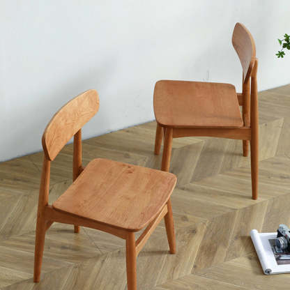 Vintage Cherry Wood Dining Chair with Footrest