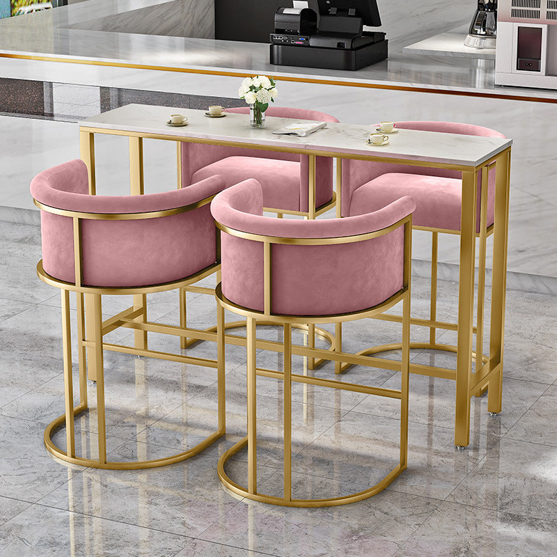 Nordic Half-Round Velvet Metal Armchair — Gray
