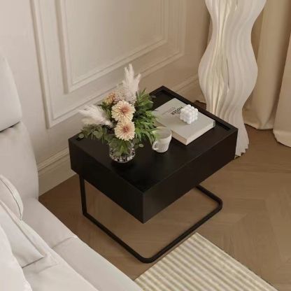Minimalist Solid Wood Iron Nightstand