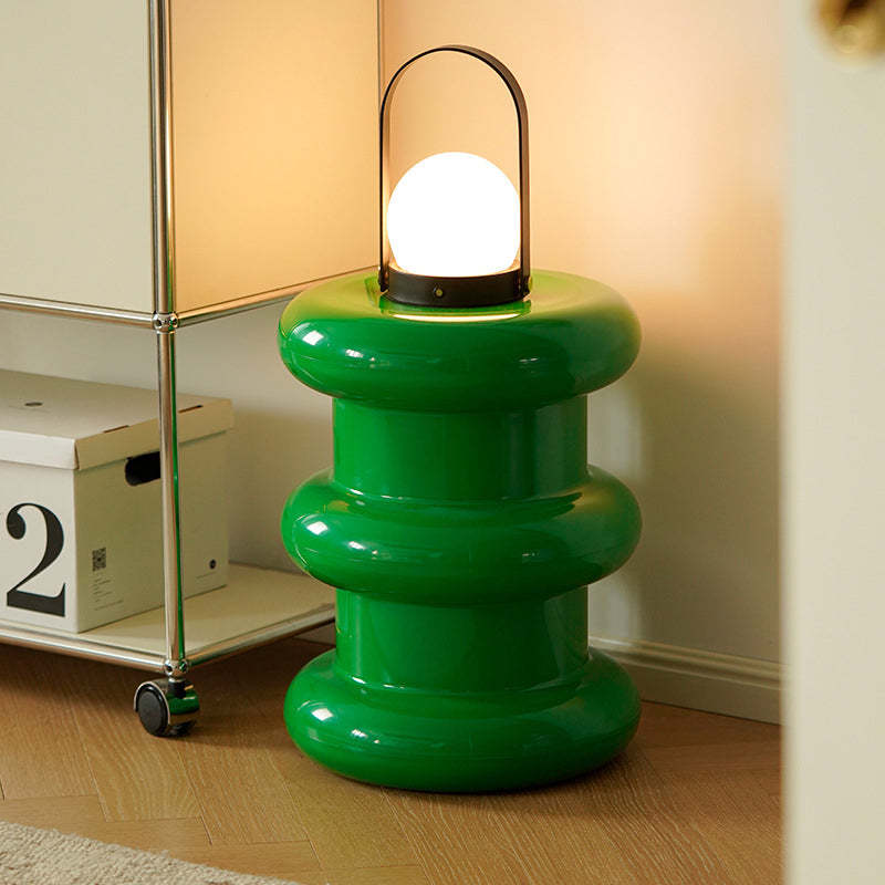 Minimalist Cylindrical Plastic End Table — Black