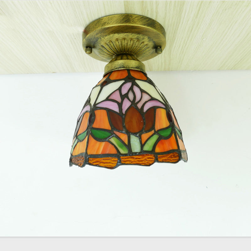 Traditional Tiffany Tulip Stained Ceiling Light