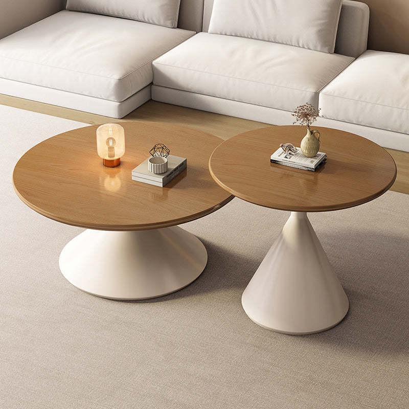 Minimalist Cone Wood Steel End Table — Black