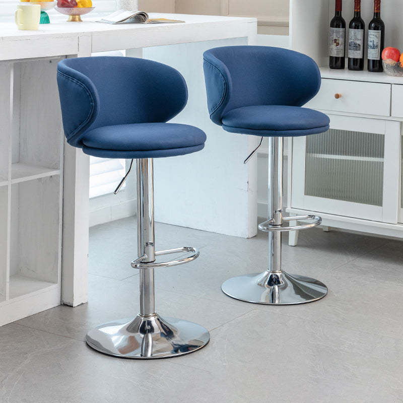 Minimalist Round Fabric Steel Bar Stool