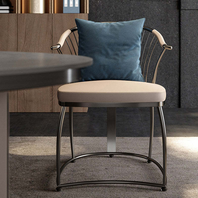 Contemporary Curved Steel Leather Chair