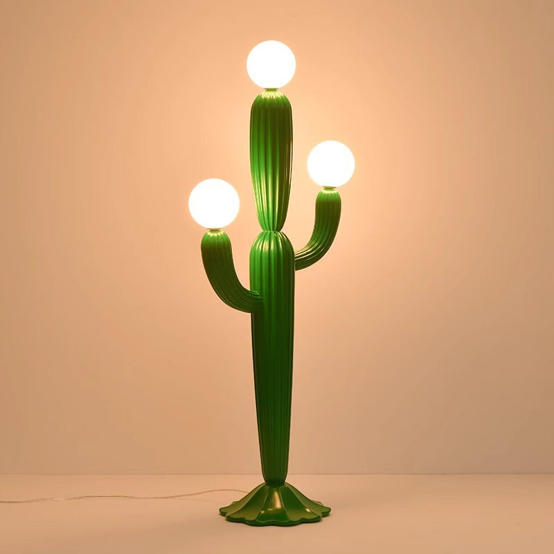 Contemporary Cactus Resin Glass 3-Light Floor Lamp