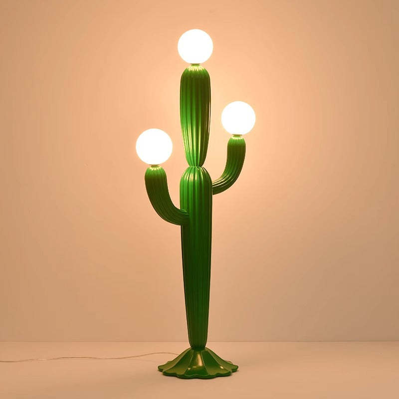 Contemporary Cactus Resin Glass 3-Light Floor Lamp