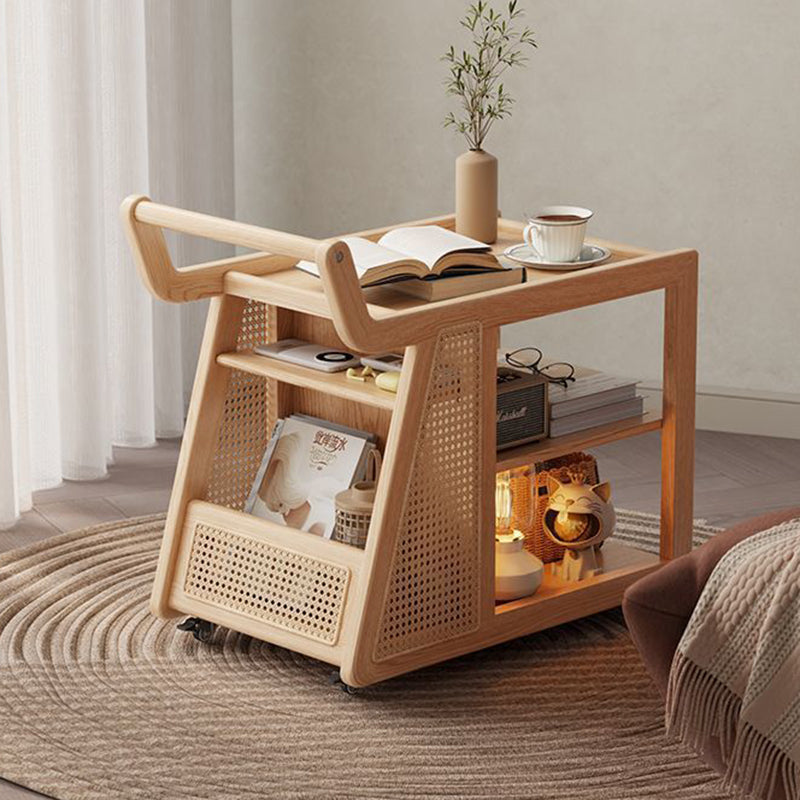 Retro Solid Wood 3-Tier Movable End Table