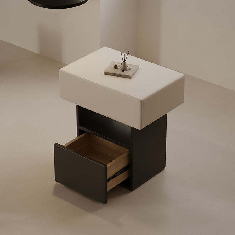 Minimalist Pine Eco Board Square Nightstand 1-Drawer