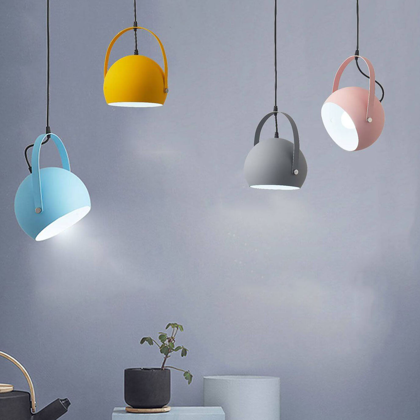 Nordic Macaron Aluminum Semicircle Pendant Light
