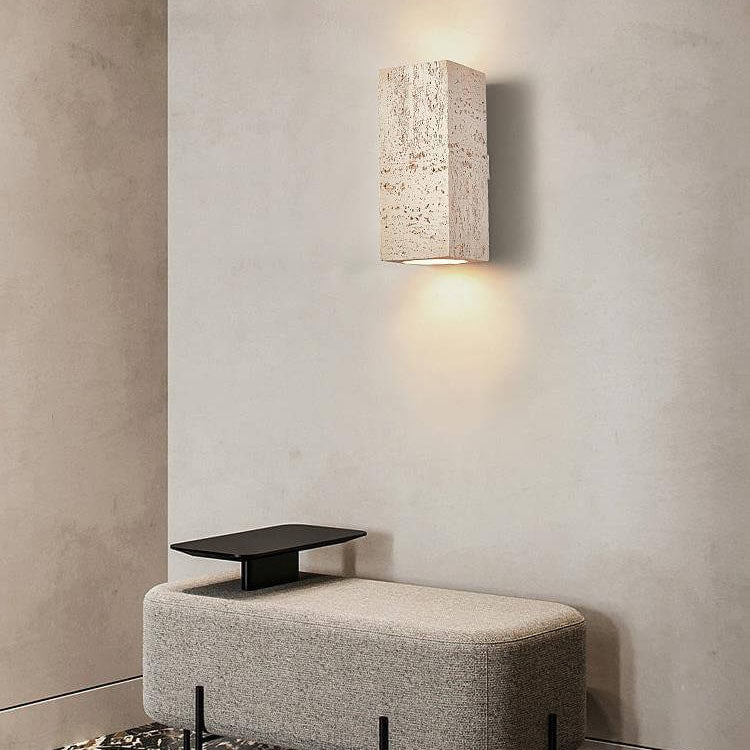 Retro Wabi-Sabi Hand-Sculpted Column LED Sconce — Stone Black / 110V-120V For US/CA