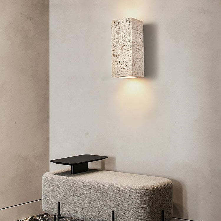 Retro Wabi-Sabi Hand-Sculpted Column LED Sconce — Stone Black / 110V-120V For US/CA