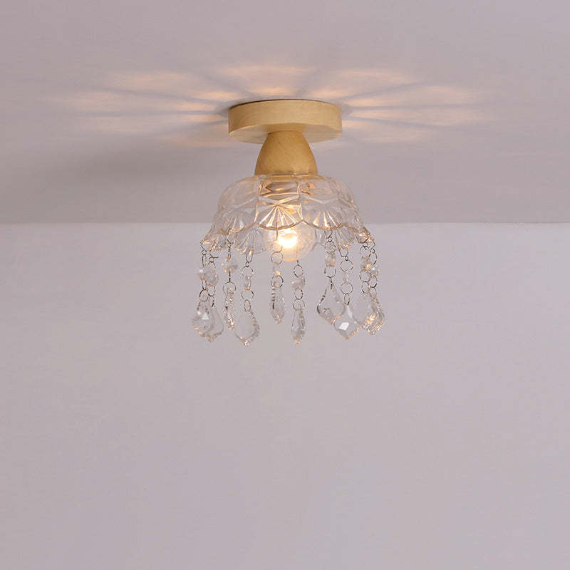 Japanese Minimalist Log Glass Ceiling Light
