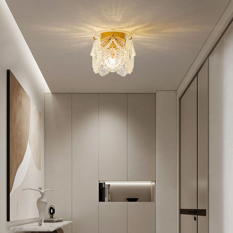 French Palace Glass Pearl Chain Ceiling Light