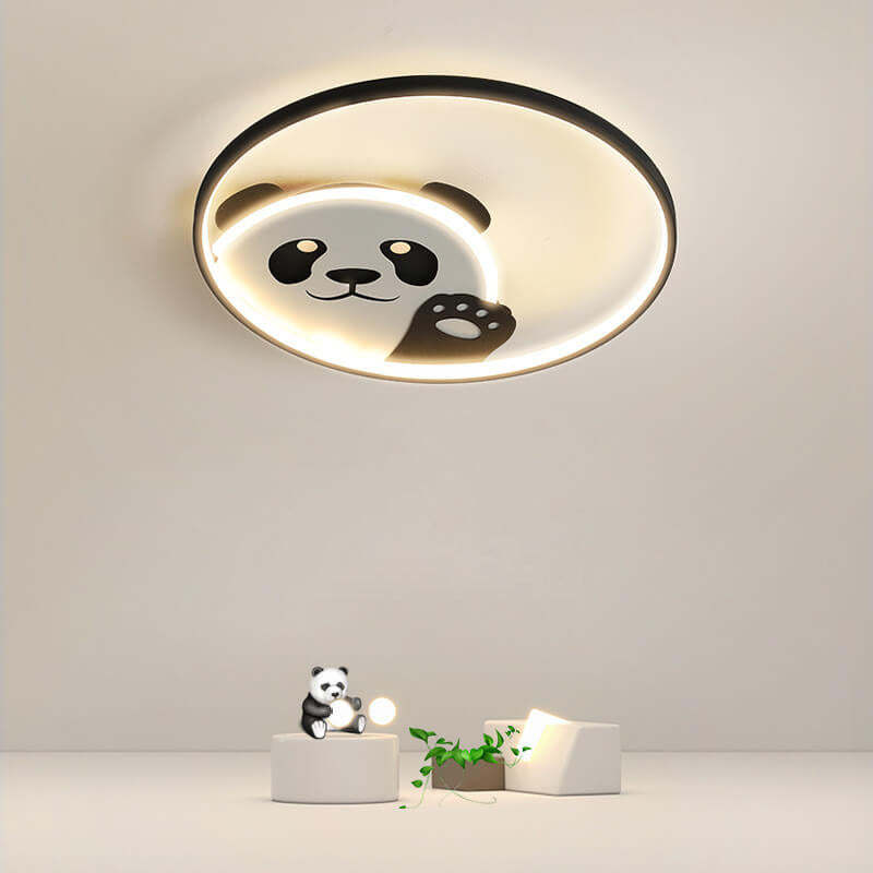 Cartoon Panda Round LED Flush Mount Light