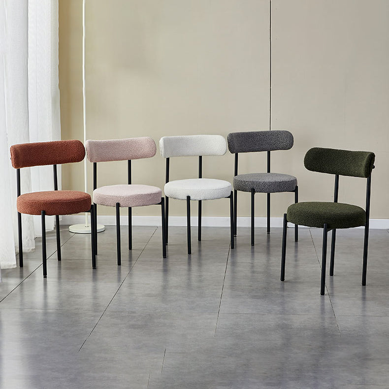 Nordic Round Fabric Metal Dining Chair