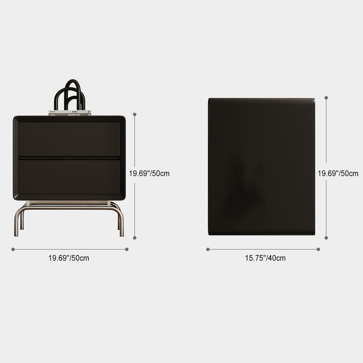 Minimalist Wood Steel 2-Drawer Nightstand