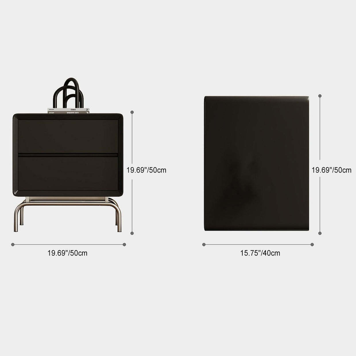 Minimalist Wood Steel 2-Drawer Nightstand