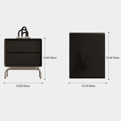 Minimalist Wood Steel 2-Drawer Nightstand