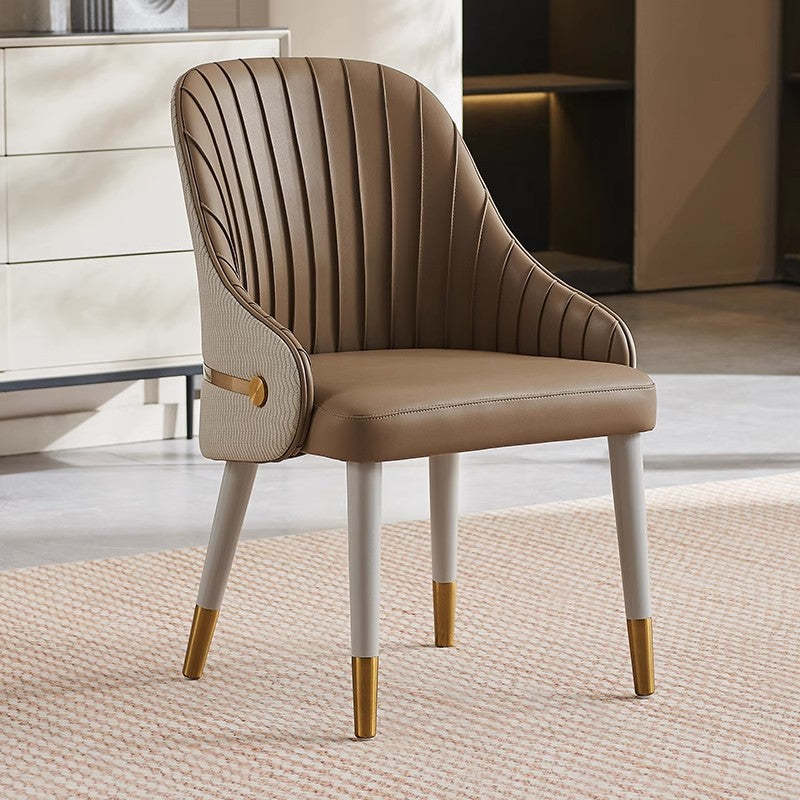 Minimalist Pleated Leather Metal Dining Chair