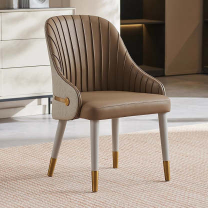 Minimalist Pleated Leather Metal Dining Chair