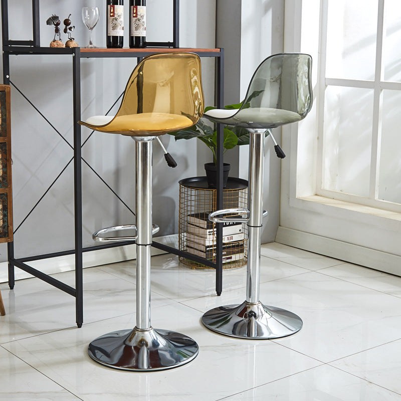 Minimalist Cylinder Base Metal PET Bar Stool